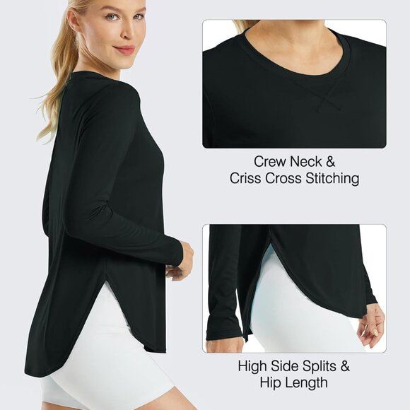 Women's UPF 50+ UV Shirts Long Sleeve Workout Sun Shirt Outdoor Gym Hiking Tops - Picture 2 of 5